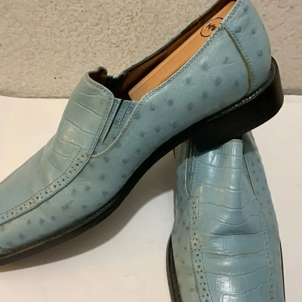Fratelli Loafers Mens Size 9 Leather Slip On blue Square Toe Dress Shoes